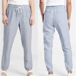 Athleta cabo linen jogger pants blue sz12